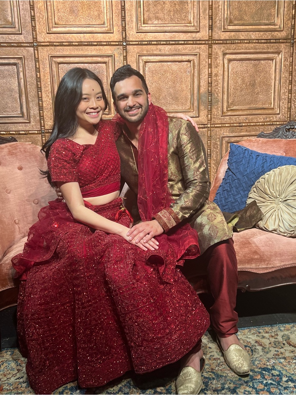 Red Sparkly Lehenga (Top, skirt, dupatta)